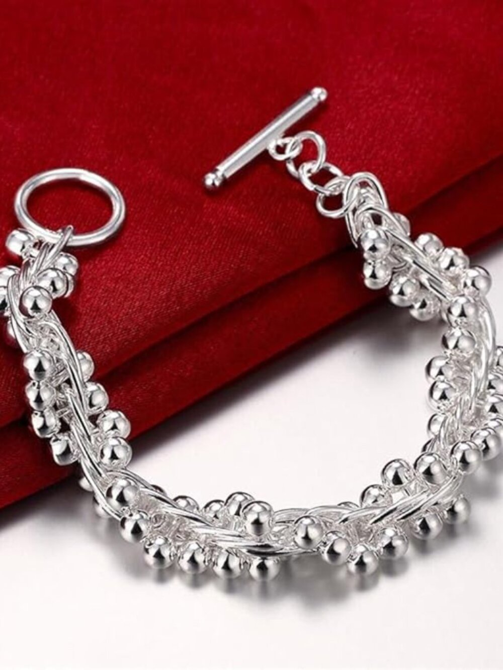 BRAND NEW Fashion Sterling Silver Ball Bead Chain Bracelet